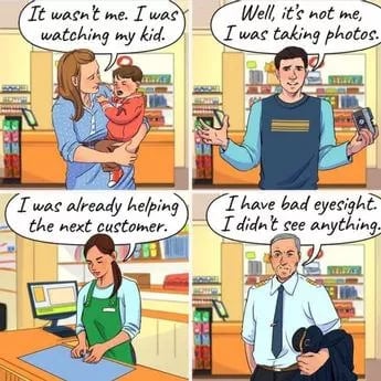 Hoțul evaziv: doar un detectiv genial va găsi cine a furat portofelul din imagine