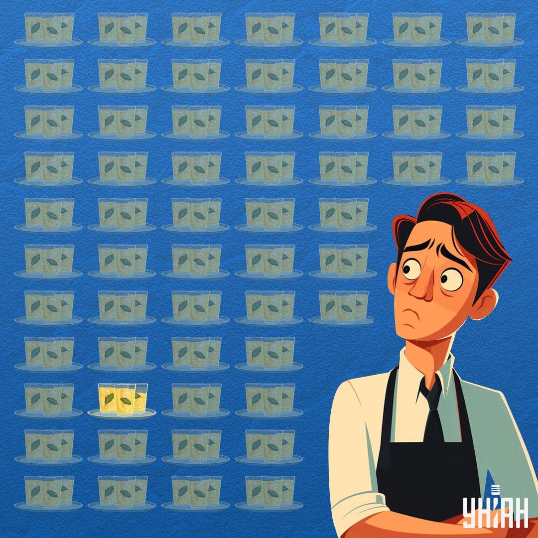 Paharul cu mai puțină limonadă în el era în partea de jos a imaginii / colaj Moje