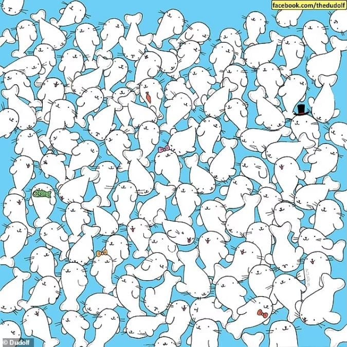 Un puzzle pentru persoanele cu vederea ascuțită: găsiți marshmallow-ul printre sigilii în 11 secunde