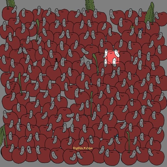 Puzzle pentru oamenii cu ochi de vultur: găsiți cireașa fără vierme în 30 de secunde