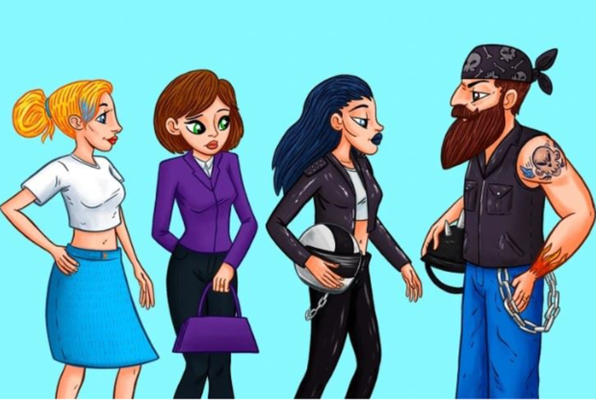 Găsiți soția unui motociclist în 7 secunde / Desen Bright Side