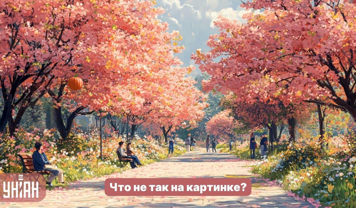 Găsiți un gândac ciudat într-un parc cu copaci sakura în 5 secunde: un test simplu de IQ