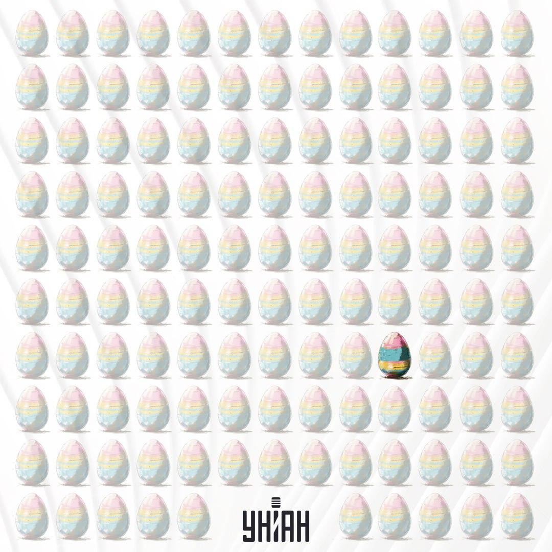 Pysanka, care este în al patrulea rând de jos / colaj Moje, este evidențiată